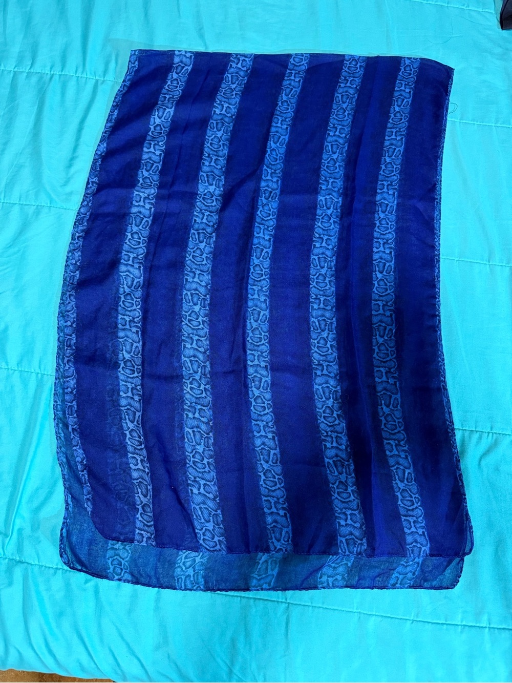 Blue Striped Wrap Scarf
